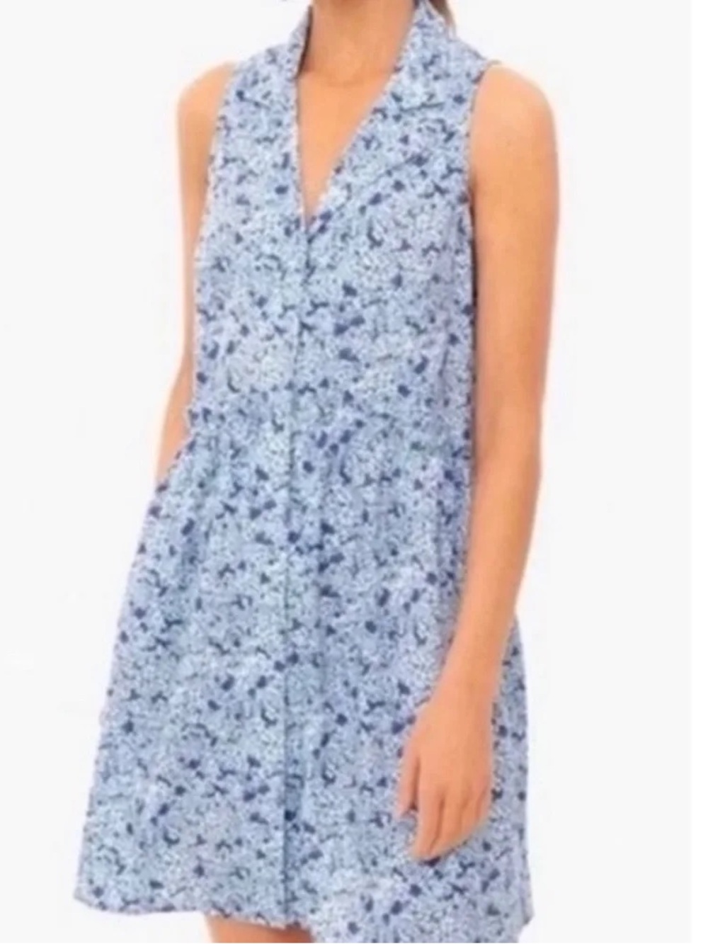 Tuckernuck Royal Shirt Dress Blue Hydrangea Floral Dress Collar Vneck